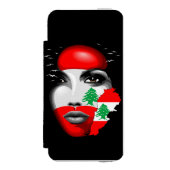 レバノン国旗と少女の顔の地図 INCIPIO iPhoneウォレットケース (フォリオ 正面)