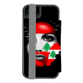 レバノン国旗と少女の顔の地図 INCIPIO iPhoneウォレットケース (フォリオ裏面)