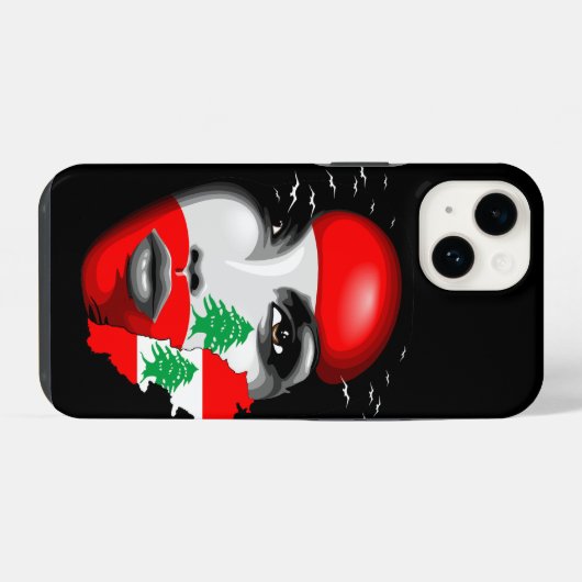 レバノン国旗と少女の顔の地図 iPhoneケース (裏面横)