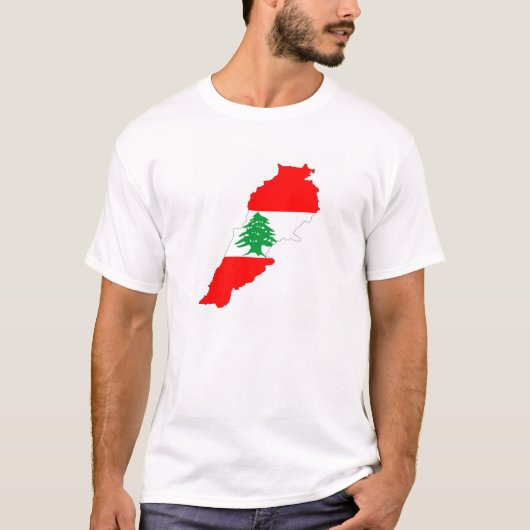 レバノン国旗の地図の形の記号 Tシャツ (正面)