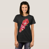 レバノン国旗の花地図ベイルートロブナンレバノンレ Tシャツ (正面フル)