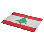 レバノン国旗を掲げたガラス板 カッティングボード (角)