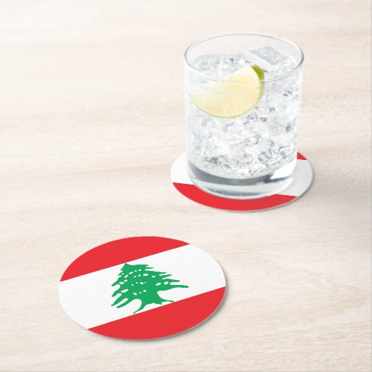 レバノン国旗 ラウンドペーパーコースター (インサイチュ)