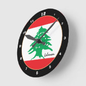 レバノン国旗、レバノン愛国家庭/デザイン ラウンド壁時計 (傾斜)