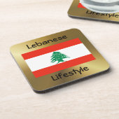 レバノン国旗+文字コースター コースター (左側)