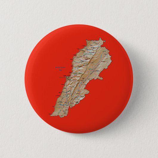 レバノン地図ボタン 缶バッジ (正面)