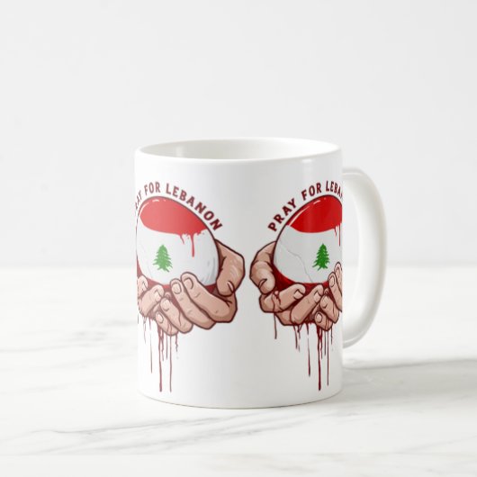 レバノン祈りの言葉ギフトマグ コーヒーマグカップ (正面右)