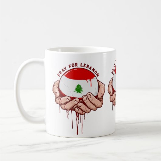 レバノン祈りの言葉ギフトマグ コーヒーマグカップ (左)