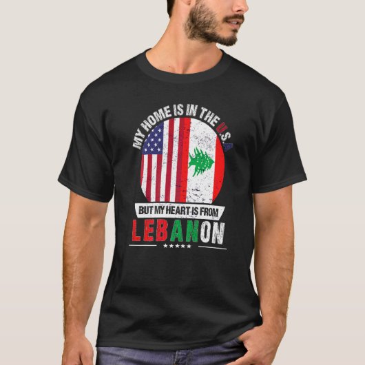 レバノン系アメリカ人の愛国者ハートはレバノンGr Tシャツ (正面)