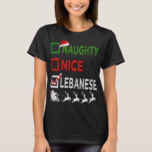 レバノン風クリスマスパジャマ いたずらサンタ Tシャツ (正面)
