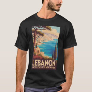 レバノン風景イラスト旅行アートヴィンテージ Tシャツ