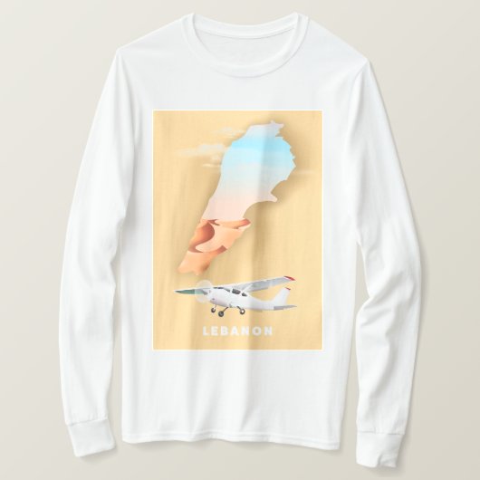 レバノン イラスト 地図 トラベル ポスター Tシャツ (デザイン正面)