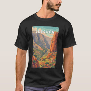 レバノン イラスト 旅行 アート ヴィンテージ Tシャツ