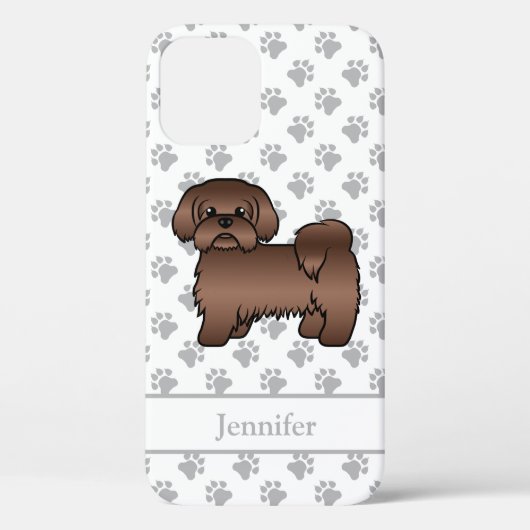 レバー・ブラウン・シーズー かわいいキャラクター犬 + 名前 Case-Mate iPhoneケース (裏面)
