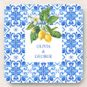 レパーソナライズされた地中海のモ結婚ンスの青 コースター (正面)