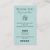 レビュシンプルーティール（緑がかった色）の黒い注文感謝していと 名刺 (正面)