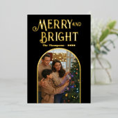 レビューと明るいメリークリスマスの写真 箔シーズンカード (立ち正面)