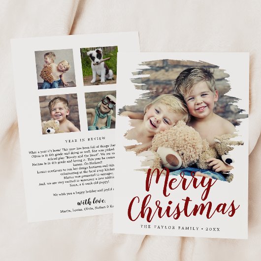 レビューの中でブラシ付き赤メリークリスマス年 シーズンカード