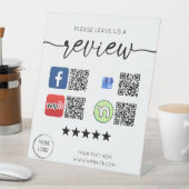レビューを残す 4つのQRコード 白 台座サイン (インサイチュ)