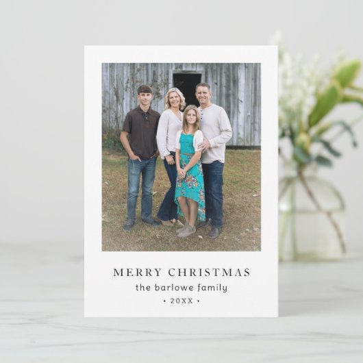 レビューシンプルの年フォトクリスマスモダン写真 シーズンカード (スタンド正面)