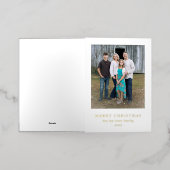 レビューシンプルの年フォトクリスマスモダン写真 箔シーズンカード (外側レイダウン)