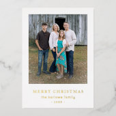 レビューシンプルの年フォトクリスマスモダン写真 箔シーズンカード (正面)
