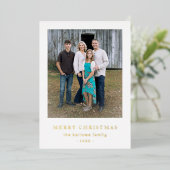 レビューシンプルの年フォトクリスマスモダン写真 箔シーズンカード (立ち正面)