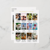 レビューシンプルの年フォトクリスマスモダン写真 箔シーズンポストカード (正面/裏面)