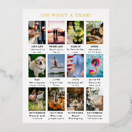 レビューシンプルの年フォトクリスマスモダン写真 箔シーズンポストカード