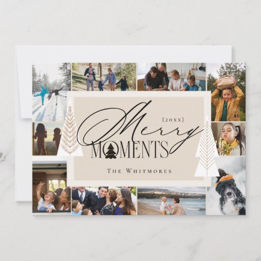 レビューミニマルメリーフォトコラージュの年のモーメント シーズンカード (正面)