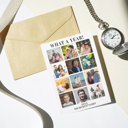 レビューモダンの1年12フォトコラージュ シーズンカード