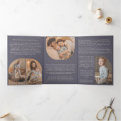 レビューモダンファミリの更新で紫色のArch Year 三つ折りクリスマスカード (内部)