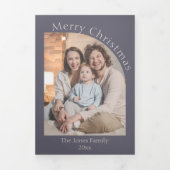 レビューモダンファミリの更新で紫色のArch Year 三つ折りクリスマスカード (カバー)