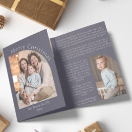 レビューモダンファミリの更新で紫色のArch Year 三つ折りクリスマスカード