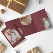 レビューモダンファミリの更新で赤3月1日 三つ折りクリスマスカード