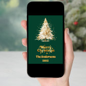 レビュー中のクリスマスツリー雪の緑の写真年 シーズンカード