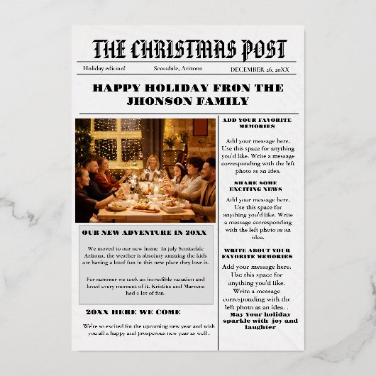 レビュー写真の年のミニマルな写真 箔シーズンカード (裏面)