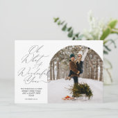 レビュー年スクリプトタイポグラフィ写真クリスマス シーズンカード (スタンド正面)