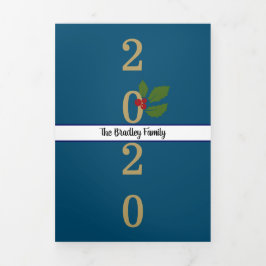 レビュー年フォトコラージクリスマスレター 三つ折りカード