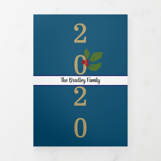 レビュー年フォトコラージクリスマスレター 三つ折りカード (カバー)