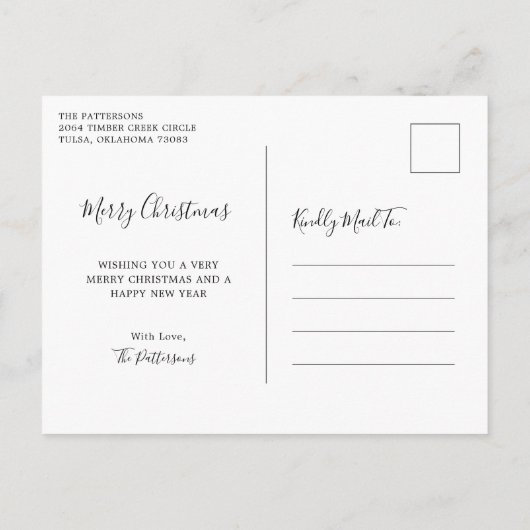 レビュー年フォトコラージュ家族クリスマス シーズンポストカード (裏面)