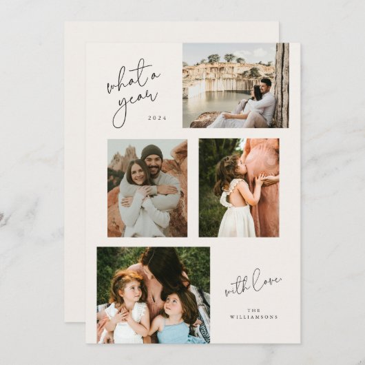 レビュー年ホリデーファミリーコラージュのフォトカード シーズンカード (正面/裏面)