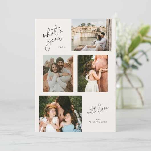 レビュー年ホリデーファミリーコラージュのフォトカード シーズンカード (スタンド正面)