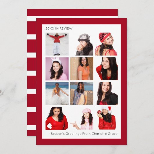 レビュー年12の写真のクリスマスパーソナライズされた シーズンカード (正面/裏面)