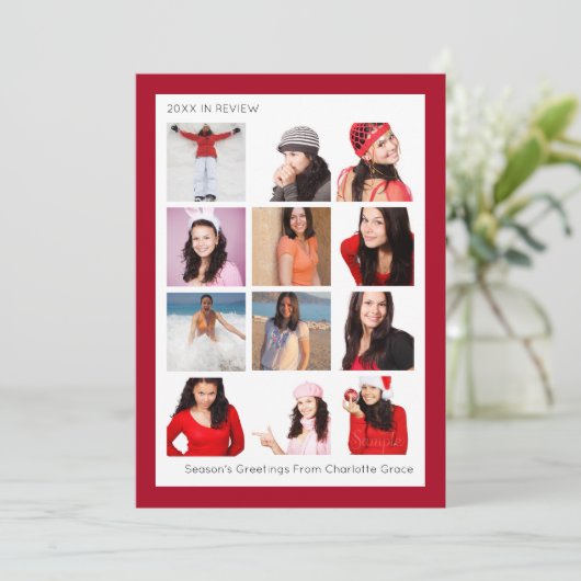 レビュー年12の写真のクリスマスパーソナライズされた シーズンカード (スタンド正面)
