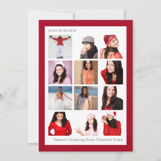 レビュー年12の写真のクリスマスパーソナライズされた シーズンカード (正面)