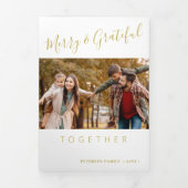 レビュー数々の中の写真の年を合わせる 三つ折りクリスマスカード (カバー)