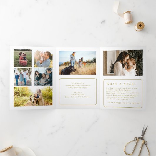 レビュー数々の中の写真の年を合わせる 三つ折りクリスマスカード (内部)