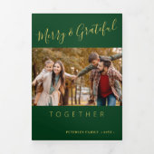 レビュー数々の中の写真の年を合わせる 三つ折りクリスマスカード (カバー)