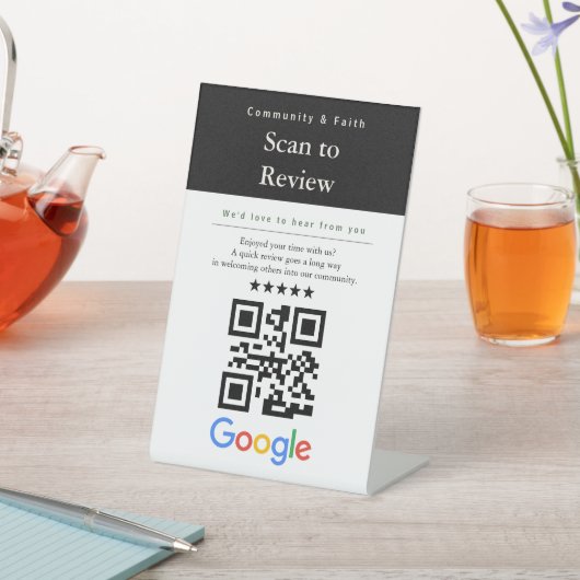 レビュー用QRコードサイン(スキャンしてGoogleレビュー) 台座サイン (インサイチュ)